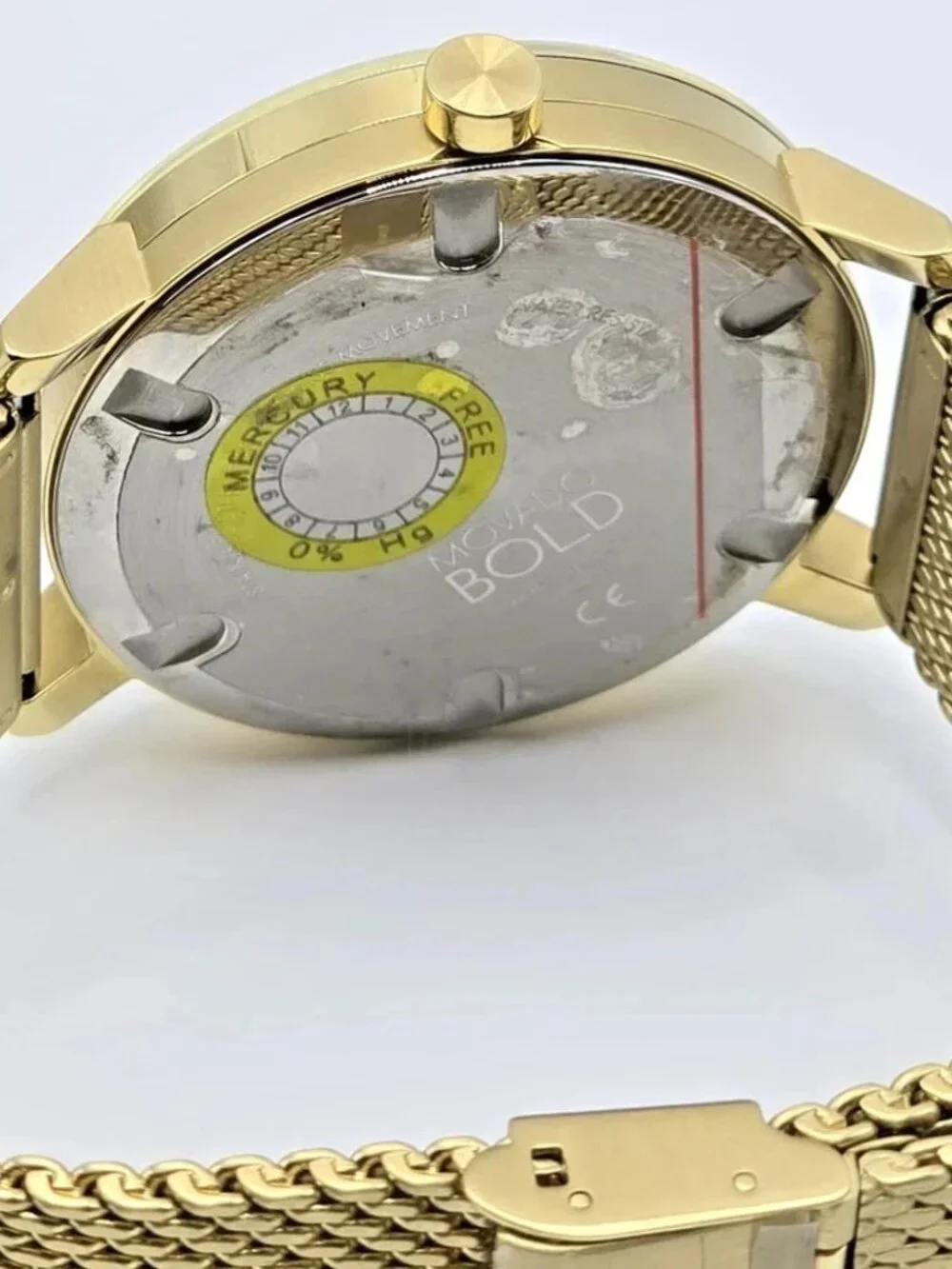 Movado Bold Mens Gold Tone Mesh Bracelet Brown Dial Watch